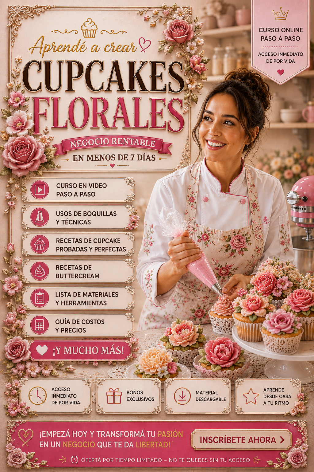 Curso Online Cupcakes Florales